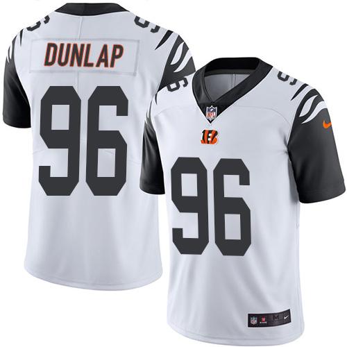 Nike Bengals #96 Carlos Dunlap White Men's Stitched NFL Limited Rush Jersey - Click Image to Close